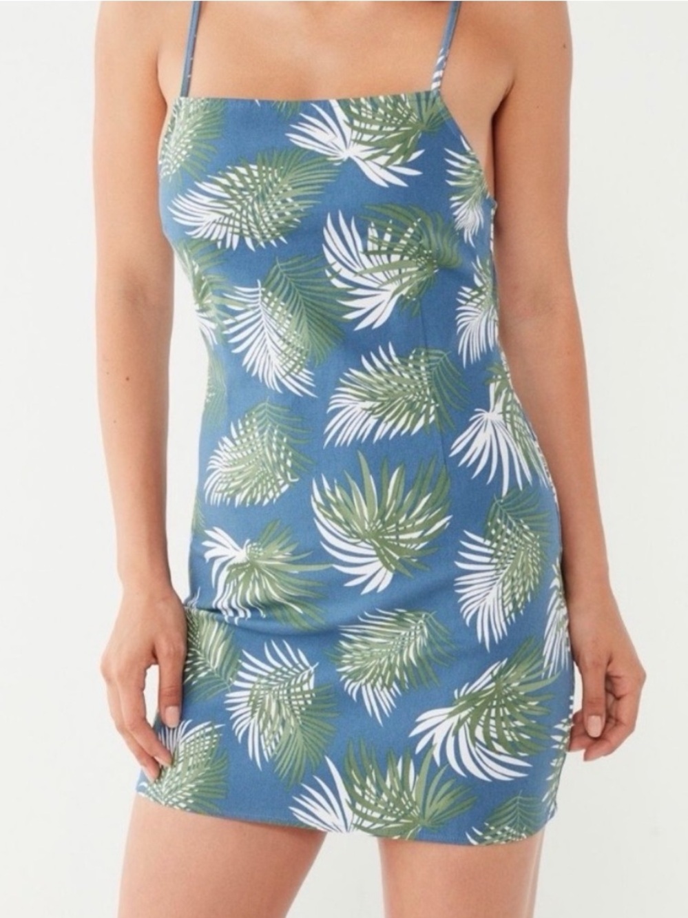 NWT Urban Outfitters Tropical Print Sleeveless Mini Slip Dress Size Large